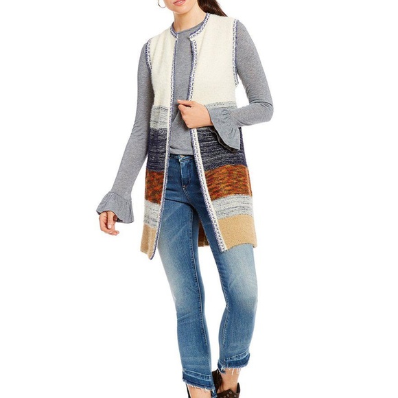 Chelsea & Violet Sweaters - Chelsea & Violet Sleeveless Striped Cardigan